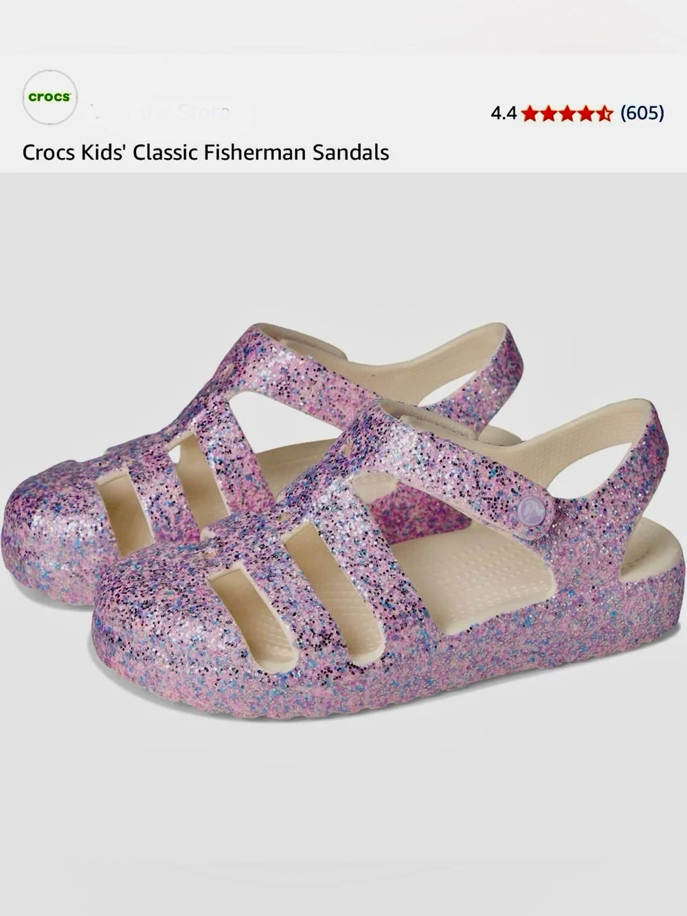 *new* CROCS Kids' Classic Fisherman Sandals in Glitter Pink